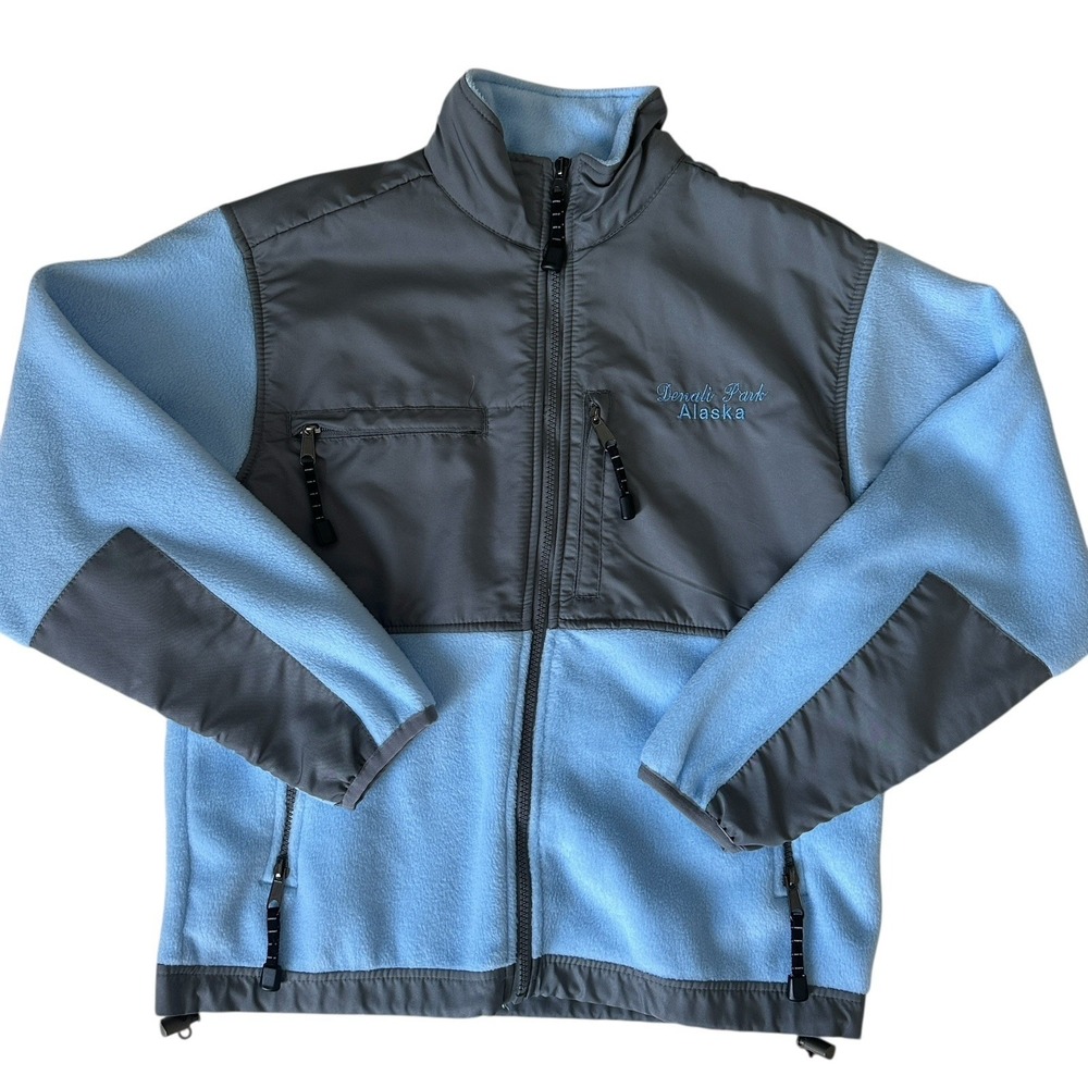Denali Park Alaska Fleece Sweater Jacket Women's Small Full Zip Blue Gray EUC‎